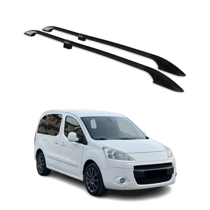 Dachreling Dachgepäckträger kompatibel mit Peugeot Partner Tepee 2008-2018 Alu Schwarz 2X