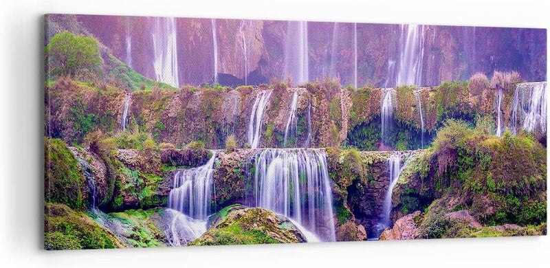 Wandbilder Dekoration Wohnzimmer Wasserfall Natur Panorama Bilder auf Leinwand 120x50cm Leinwandbild