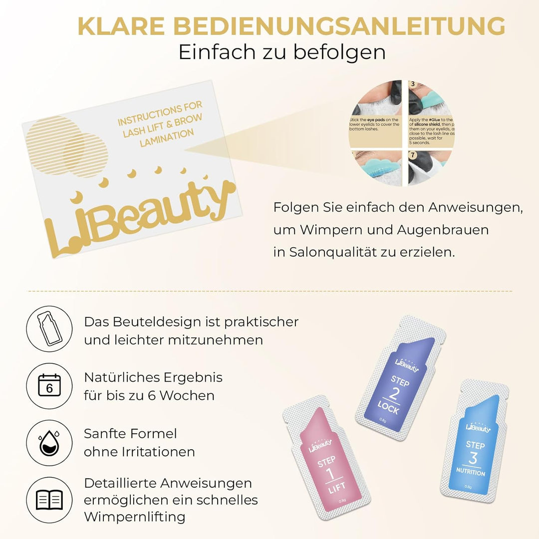 Libeauty Wimpernlifting Set, Korean Style Lash Lifting Set für natürlichen Schwung, hält 4–6 Wochen,