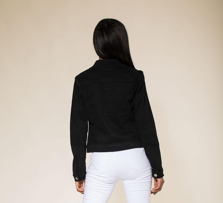 Nina Carter J212 Damen Slim-Fit Jeansjacke – Farbige Übergangsjacke mit Kent-Kragen und Taschen – Fr