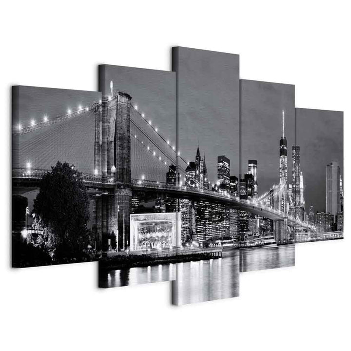murando - Wandbilder XXL New York 150x75cm 5 tlg - Wand Deko Leinwand Bilder Gross Wanddeko Wohnzimm