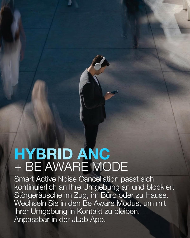 JLab JBuds LUX ANC Smart Noise Cancelling Over Ear Kopfhörer Bluetooth kabellos mit Mikrofon und akt