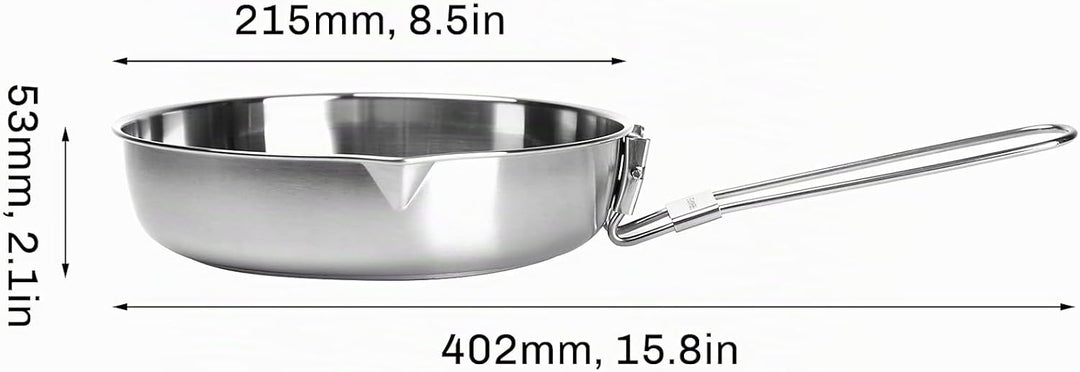 Fire-Maple Edelstahl Camping-Bratpfanne 1,4L Tragbares Kochgeschirr für Steak und Ei Omelettenpfanne