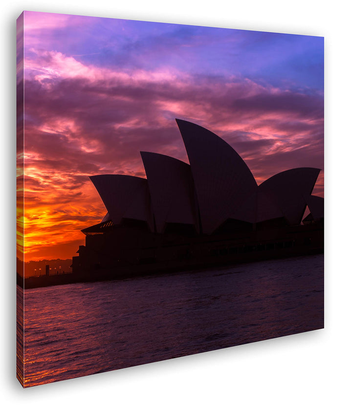 deyoli Silhouette des Opernhauses von Sydney Format: 70x70 als Leinwand, Motiv fertig gerahmt auf Ec