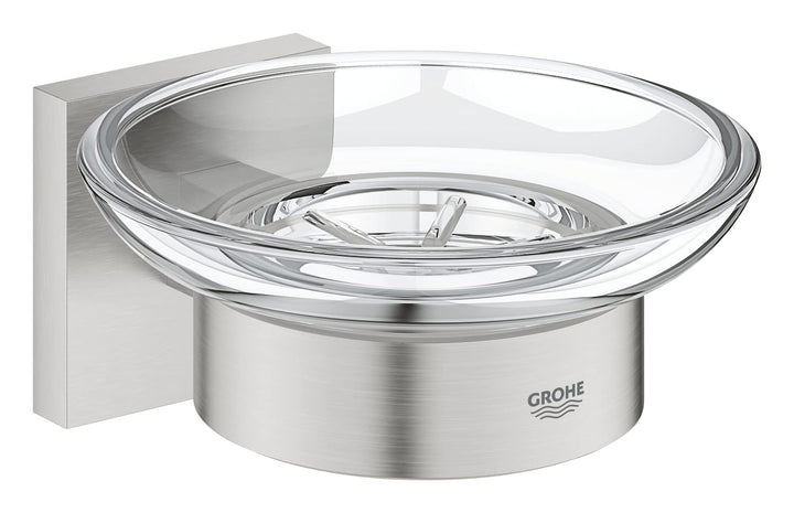 GROHE Start Cube - Seifenschale mit Halter (verdeckte Befestigung, Material: Glas/ Metall), superste