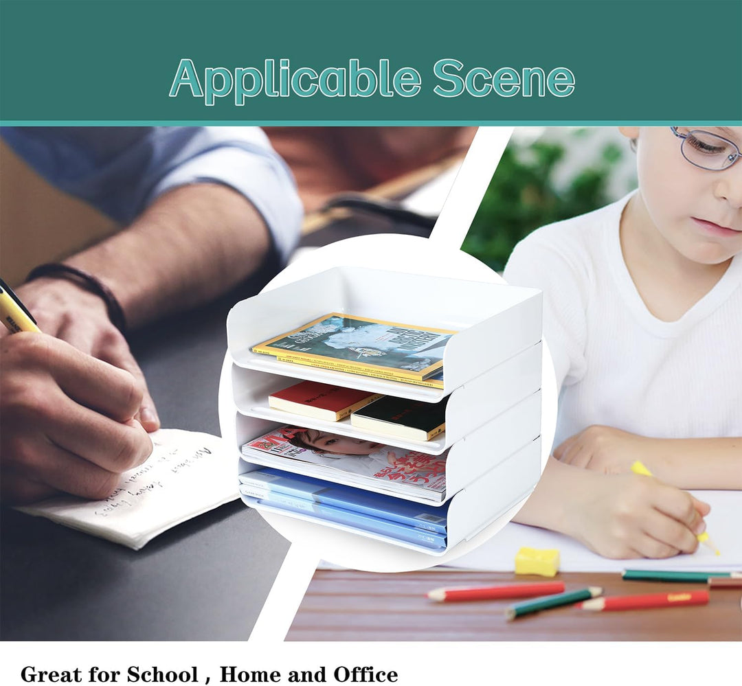 4-stöckige Ablagekorb für A4, Dokumentenablage aus PET Kunststoff, Briefkorb, Briefablage Organizer(