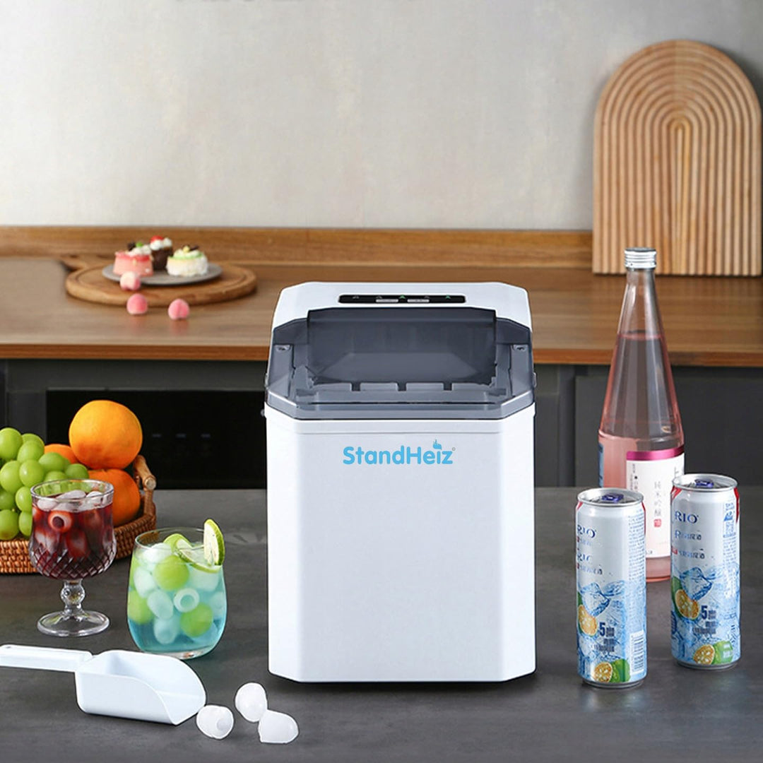 Eiswürfelmaschine Weiss 230 V – Kompakter Ice Maker mit Selbstreinigungsfunktion, 12 kg / 24 h, leis