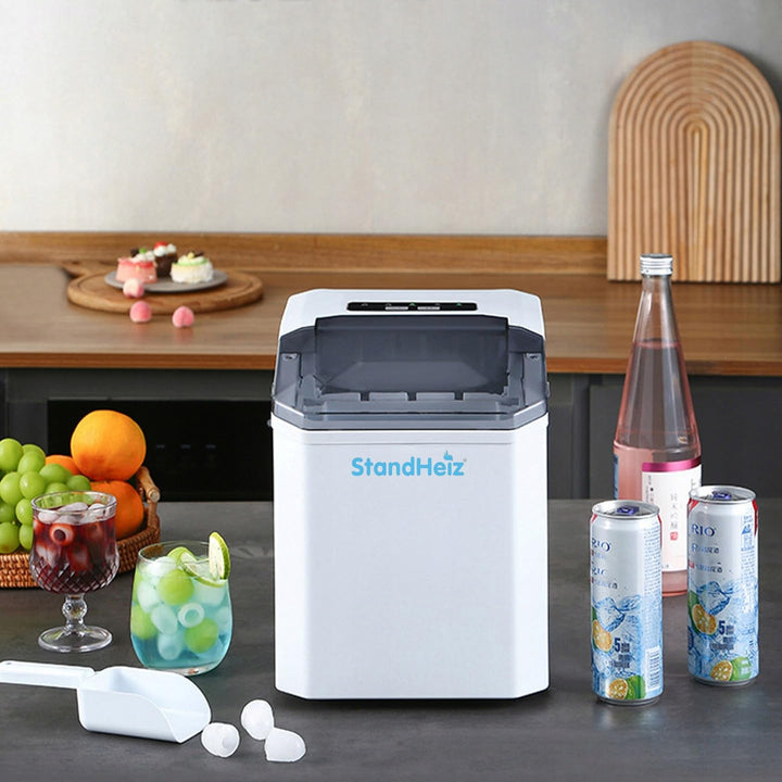 Eiswürfelmaschine Weiss 230 V – Kompakter Ice Maker mit Selbstreinigungsfunktion, 12 kg / 24 h, leis
