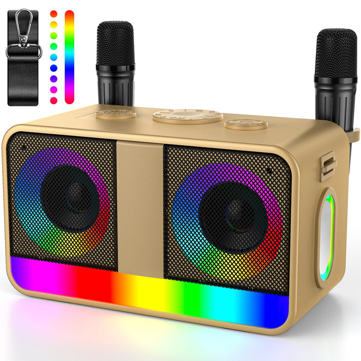 Karaoke-Maschine : Echter Tragbarer Lautsprecher mit 35W, 8-Stunden-Autonomie, 2 Aufladbare Drahtlos