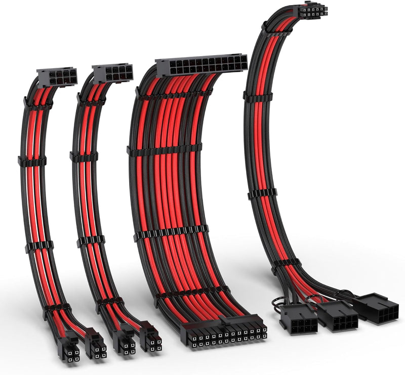 EZDIY-FAB PCIE 5.0 12VHPWR Sleeved Cable Kit,16AWG Stromversorgungskabel Verlängerung,24PIN-ATX/(4+4