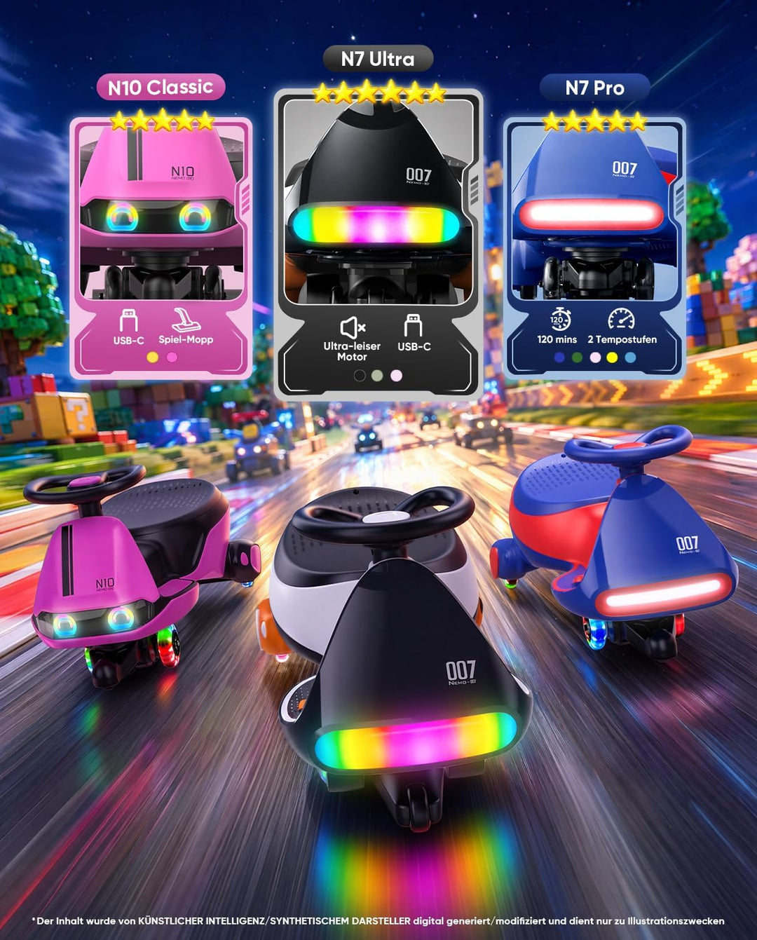 FanttikRide 12V N7 Pro Kinder Elektroauto, Elektrisches Rutschauto mit Pedal, Typ C aufladbar Batter