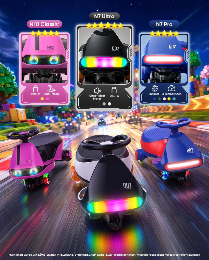 FanttikRide 12V N7 Pro Kinder Elektroauto, Elektrisches Rutschauto mit Pedal, Typ C aufladbar Batter