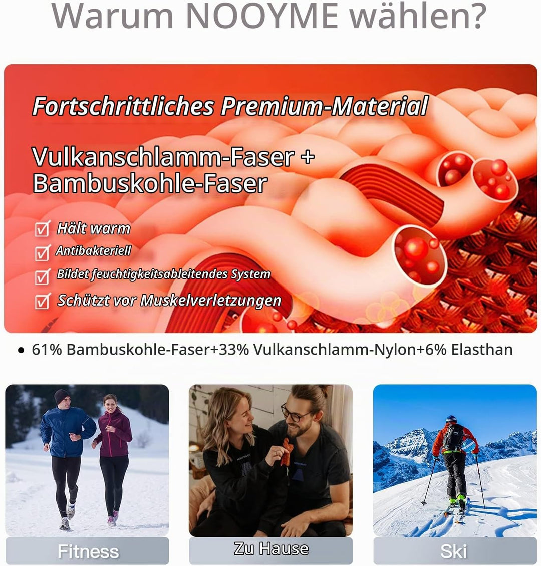 NOOYME Damen Thermounterwäsche, Lange Unterhose für Damen, Basisschicht für kaltes Wetter, Schwarz,
