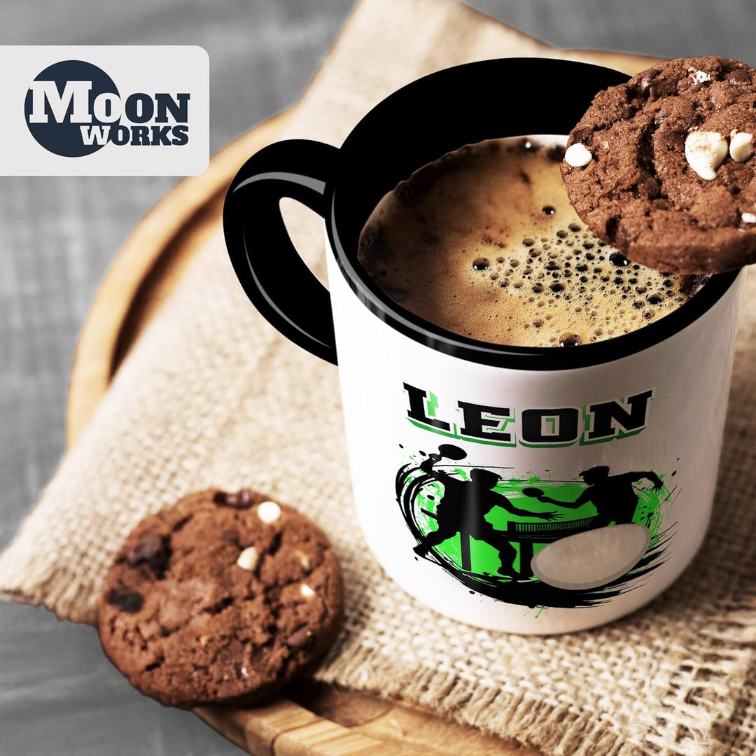 MoonWorks® Kindertasse Tischtennis Design Tasse Lieblingssport personalisiert mit Name Geschenkidee