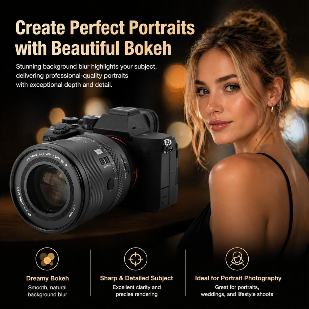 VILTROX 50mm F1.4 Pro FE Kameraobjektiv mit Sony E-Mount Full Frame Camera Lenses mit Grosser Blende