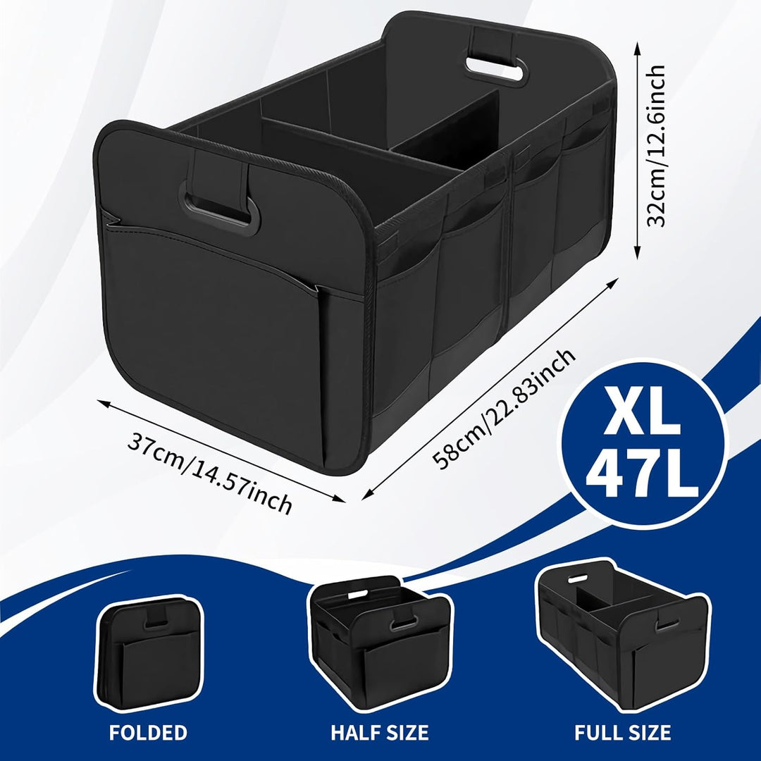 Faltbare Kofferraum Organizer-Box, Grosser wasserdichter Auto Organizer mit abnehmbaren Trennwänden