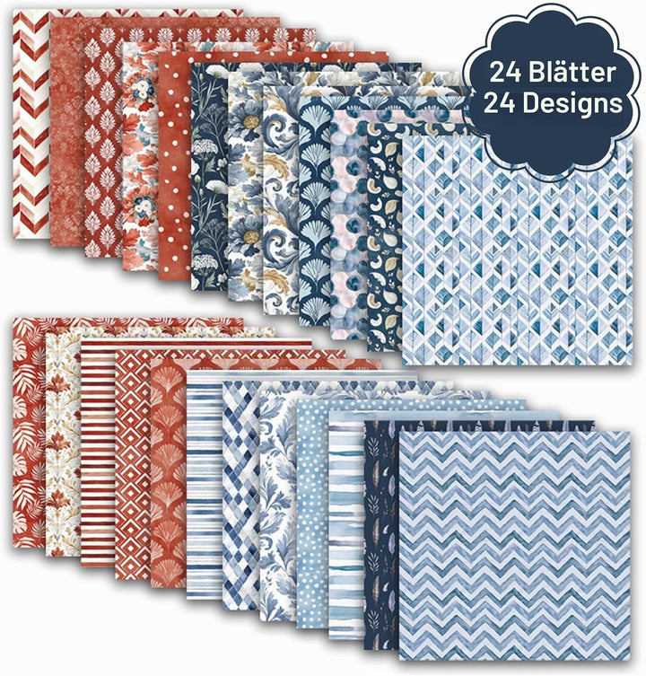 Scrapbook Papier Blumen Muster Scrapbook Bastelpapier, 24 Blat Doppelseitiges Boho Dekorpapier, Merw
