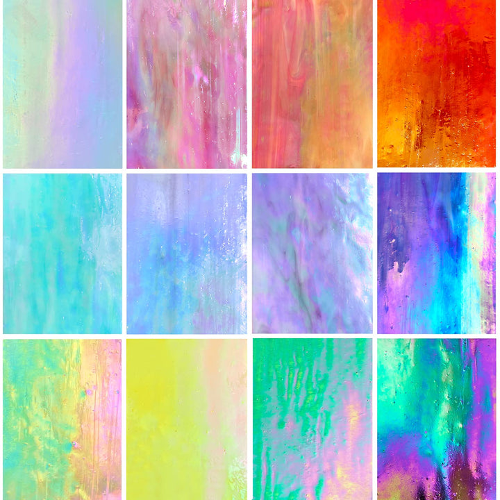 LITMIND 12 Bögen irisierende Buntglas-Blätter, 10,2 x 15,2 cm, undurchsichtiges Regenbogen-Kunstglas