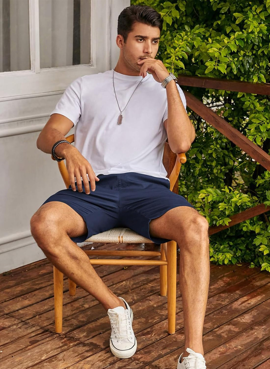 JMIERR Kurze Hosen Herren Shorts Herren Sommer Chino Baumwolle Elastische Taille mit Taschen S Blau,