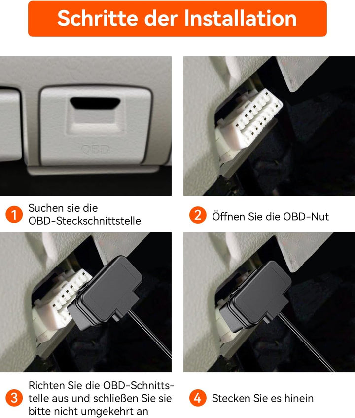 VANTRUE USB C Display OBD Hardwire mit 3 Stufen für alle Vantrue Dash Cam Halterung, Niederspannungs
