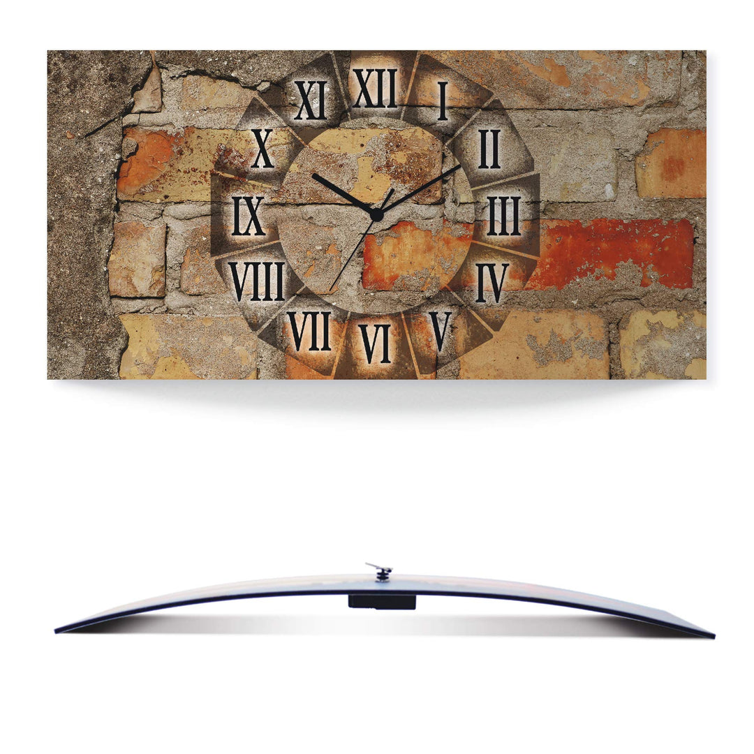 ARTLAND Wanduhr ohne Tickgeräusche Alu Funkuhr 50x25 cm Rechteckig Lautlos Römische Ziffern Zahlen R