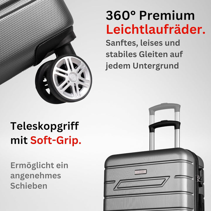 NOWI Bergamo Reisekoffer - Wasserabweisend, 8 Rollen 360° Drehbar, Teleskopgestänge, Voll gefütterte