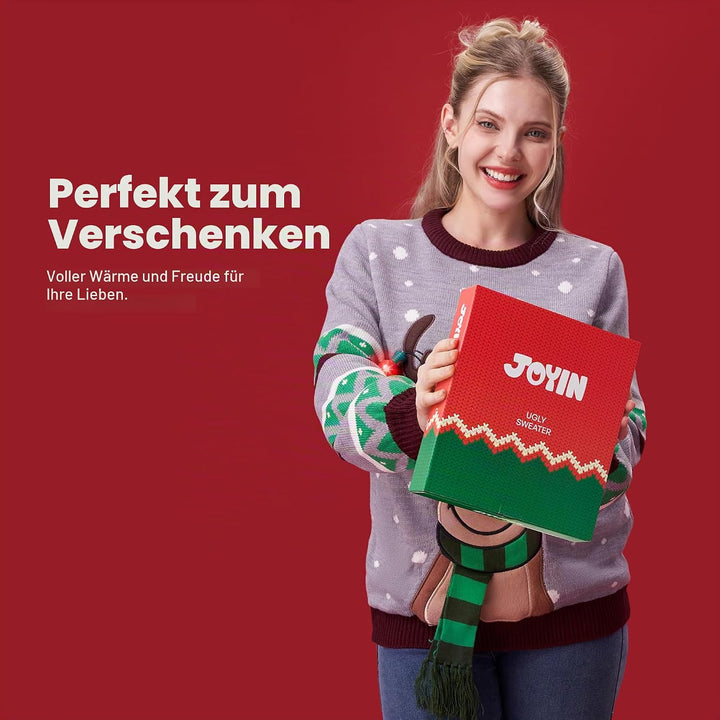 JOYIN Damen LED Beleuchtete Rentier Hässliche Weihnachtspullover Damen mit Integrierten Leuchtmittel