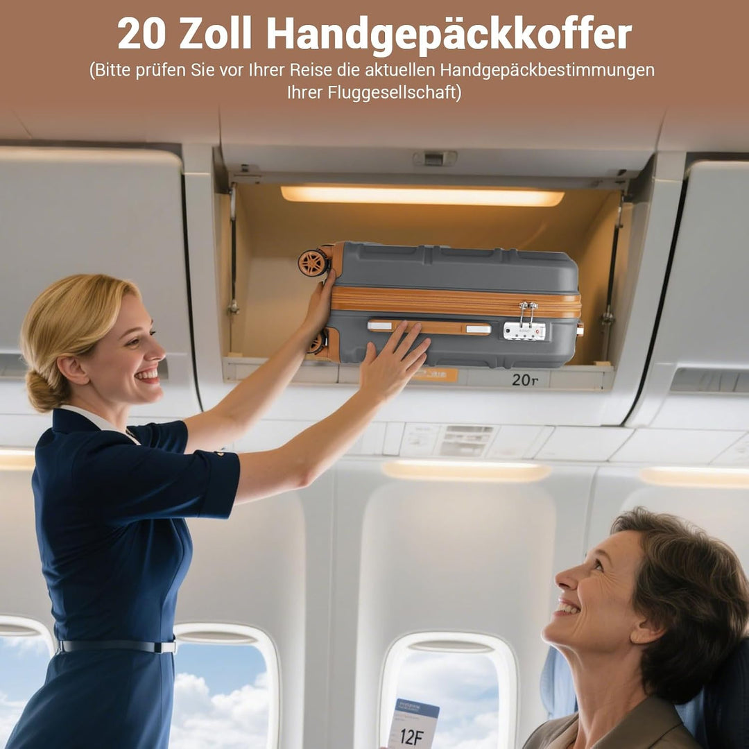 KONO Koffer Trolley Reisekoffer aus ABS+PC – Leichter Hartschalenkoffer mit 4 Zwillingsrollen und TS