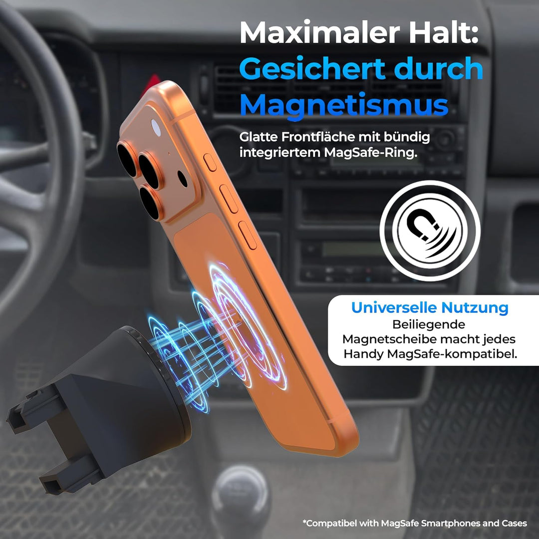 MagSafe kompatible Handyhalterung für VW T4 (Facelift ab 1999) – Magnet Halter für Armaturenbrett in