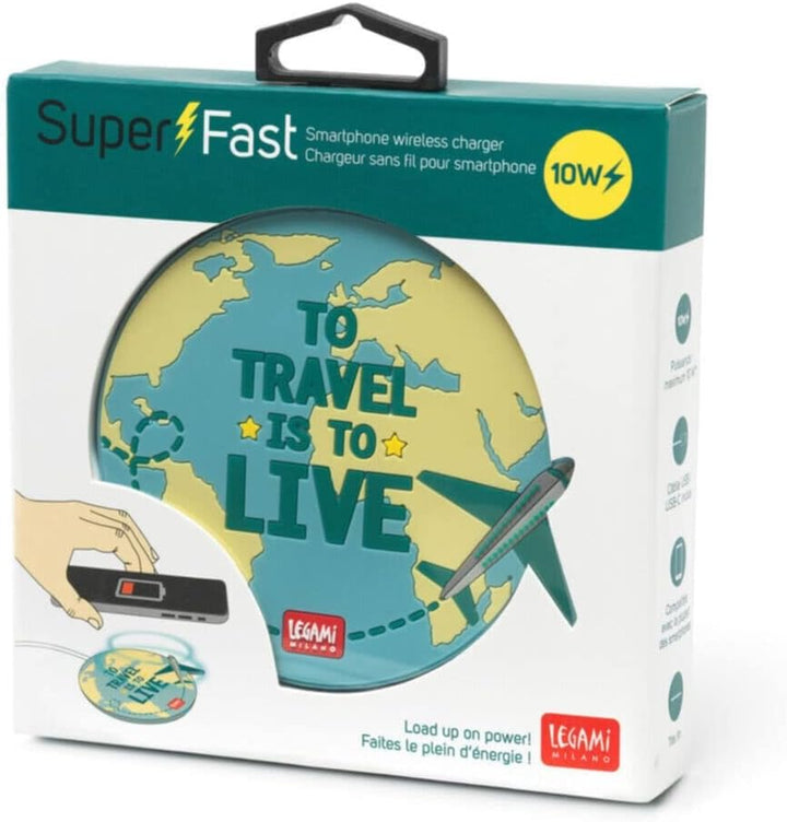 Legami Super Fast - Kabellose Aufladestation - World Mehrfarbig (Travel), Mehrfarbig (Travel)