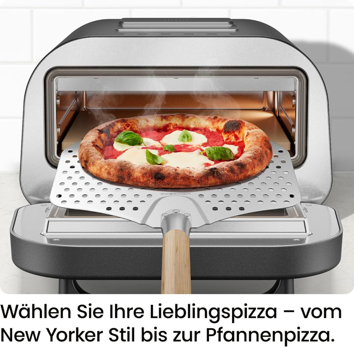 CHEFMAN Elektrischer Pizzaofen für drinnen und draussen, tragbarer Pizzaofen 30 cm für Neapolitaner,