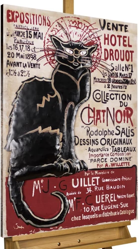 KunstLoft Metallbild 3D | 100% HANDGEFERTIGT | 60x90x4cm | Wandbild Metall Deko 'Schwarze Katze' | K