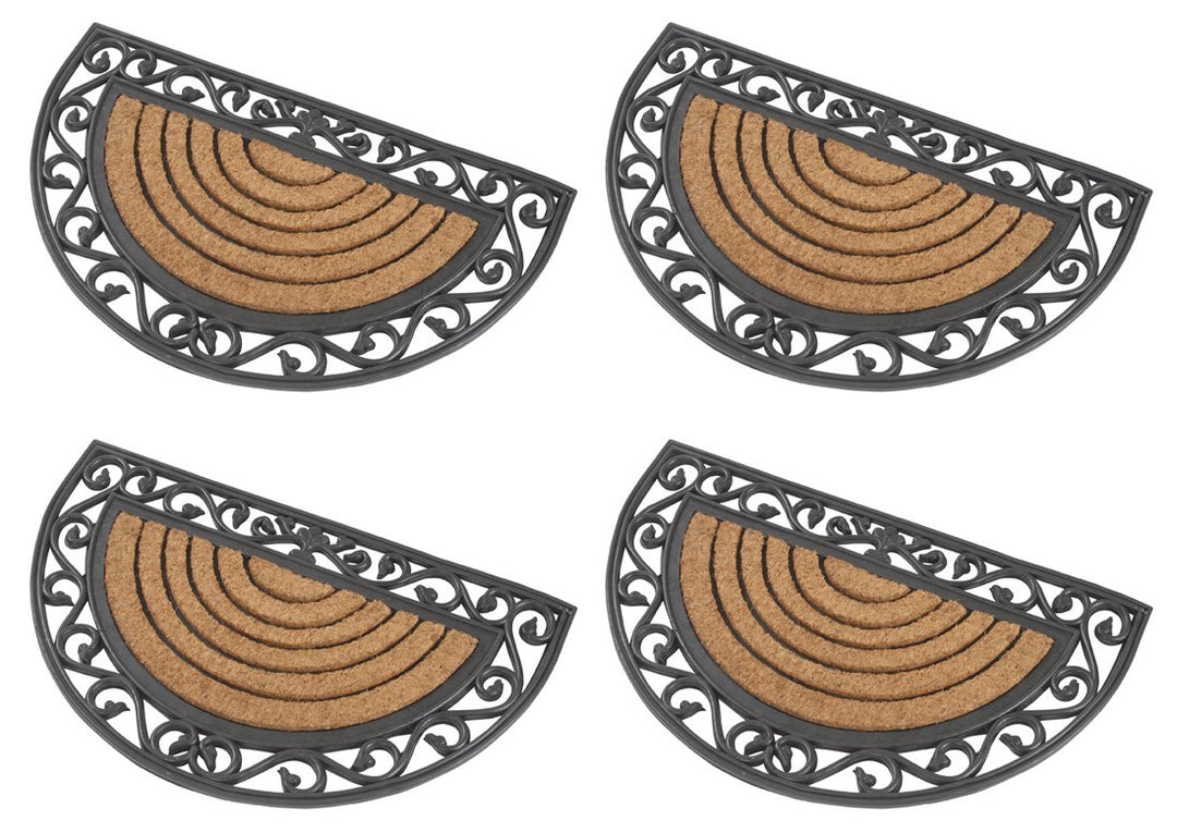 Kai Wiechmann Premium Fussmatte Gummi und Kokos halbrund 4er Set 76 x 46 cm 4-Pack Semicircular, 4-P