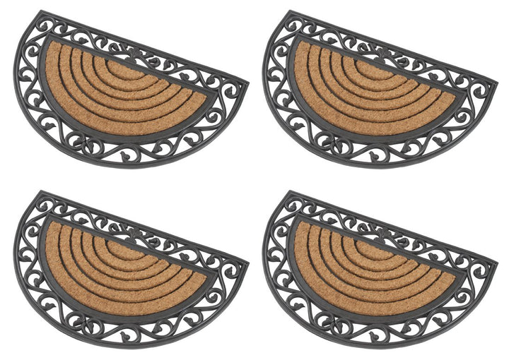 Kai Wiechmann Premium Fussmatte Gummi und Kokos halbrund 4er Set 76 x 46 cm 4-Pack Semicircular, 4-P