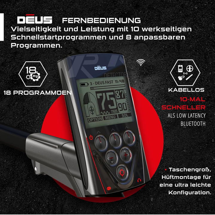 XP Metal Detectors Deus - regenfest und 100% kabellos, für die Suche nach Schätzen und Relikten - Su