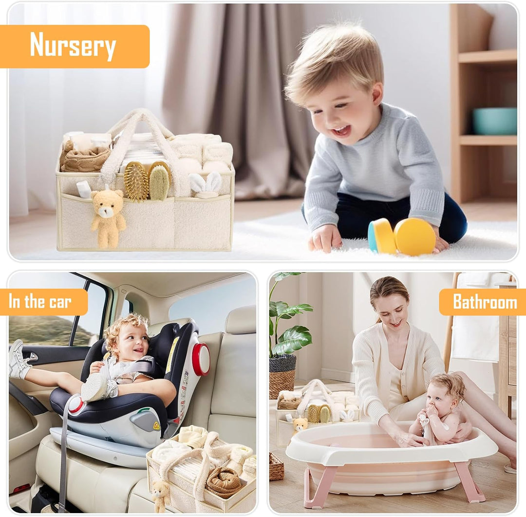 Wvu & Wvo Windel-Organizer für Wickelunterlage, Feuchttücher-Aufbewahrungskorb, Baby Windel Caddy Or