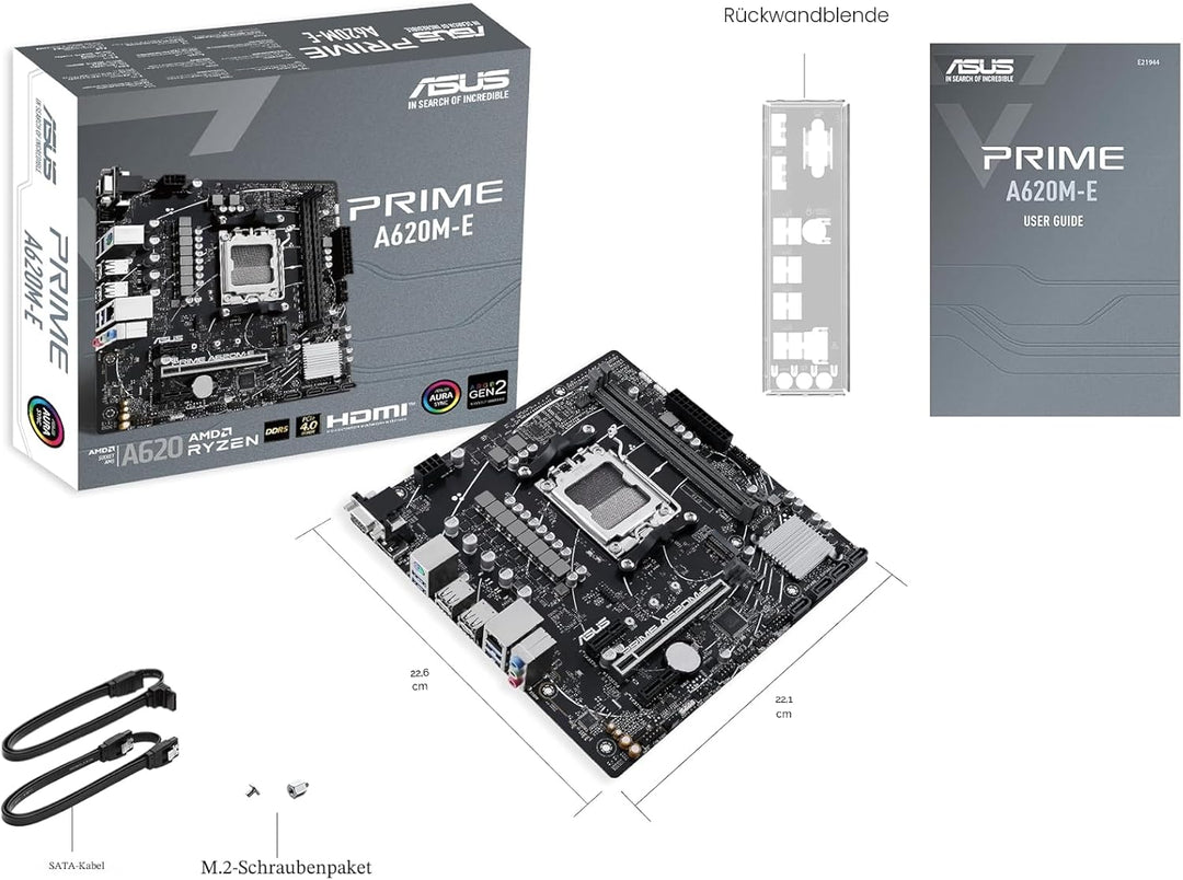 ASUS Prime A620M-E-CSM Mainboard Sockel AMD A620 (Ryzen 7000, Micro-ATX, DDR5 Speicher, PCIe 4.0, BI