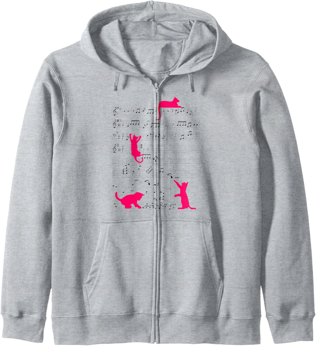 Niedliche Katze Musiknote Musiker Pink Kapuzenjacke