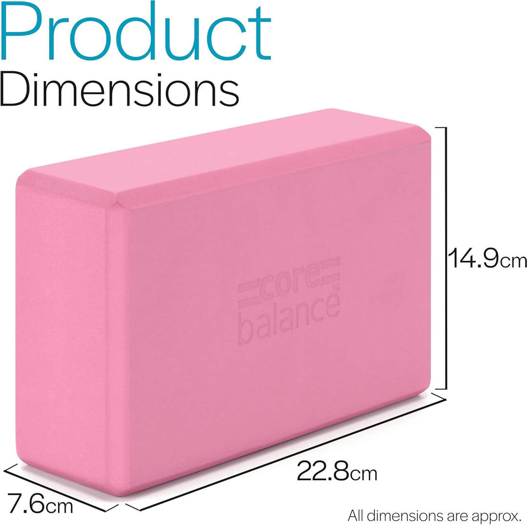 Core Balance Yoga Blocks im Doppelpack & GRATIS Yoga-Gurt, 2 STK. Eva Schaumstoff-Blöcke, robust & l