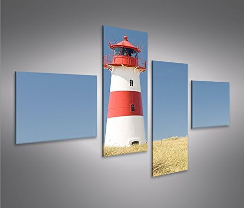 islandburner Bild Bilder auf Leinwand Leuchtturm Nordsee Dünen 4L XXL Poster Leinwandbild Wandbild D