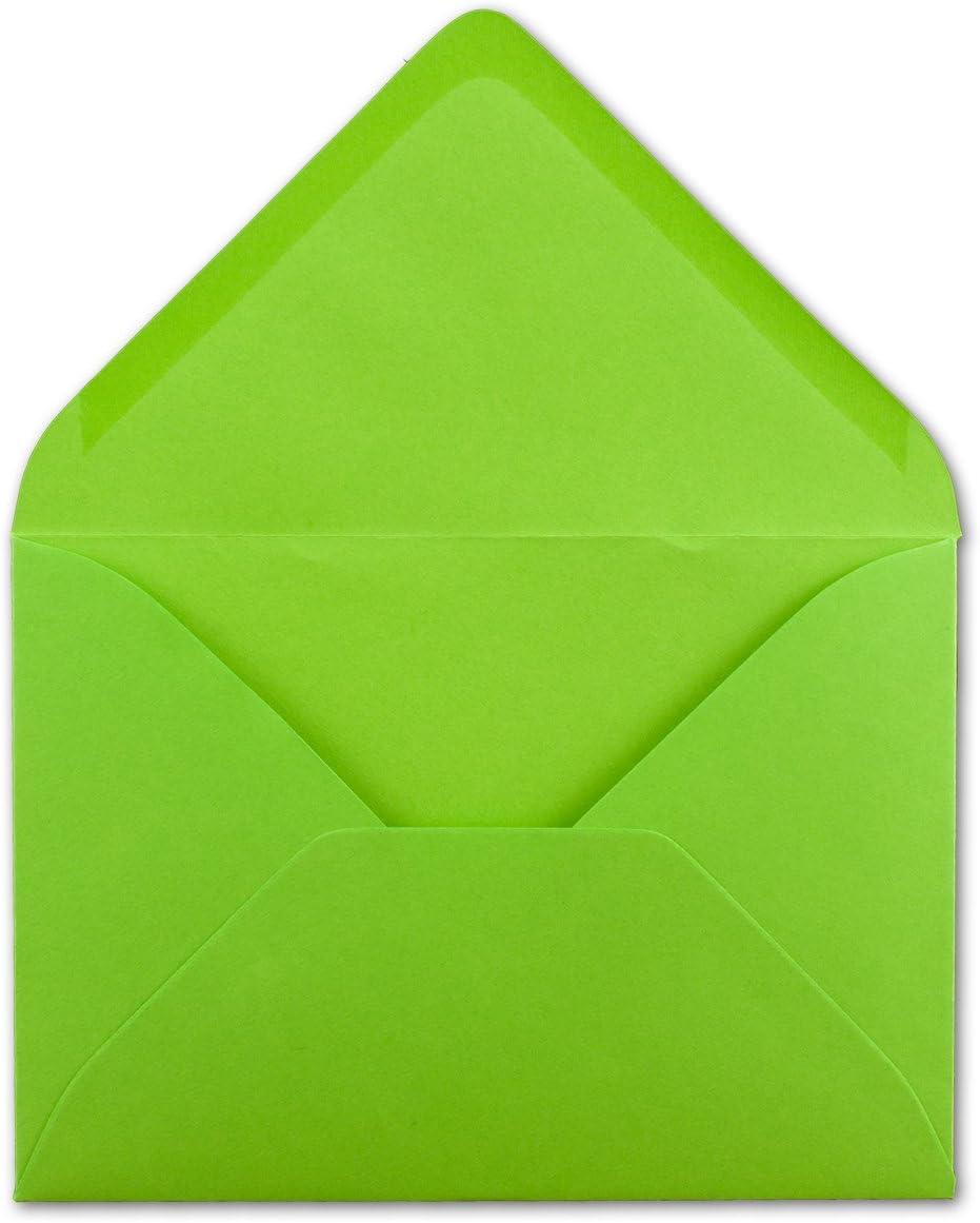 150 Brief-Umschläge - Hell-Grün - DIN C6-114 x 162 mm - Kuverts mit Nassklebung ohne Fenster für Gru