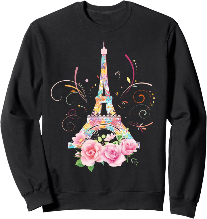 Farbenfroher Eiffelturm Paris in Frankreich Pariser Rose Sweatshirt