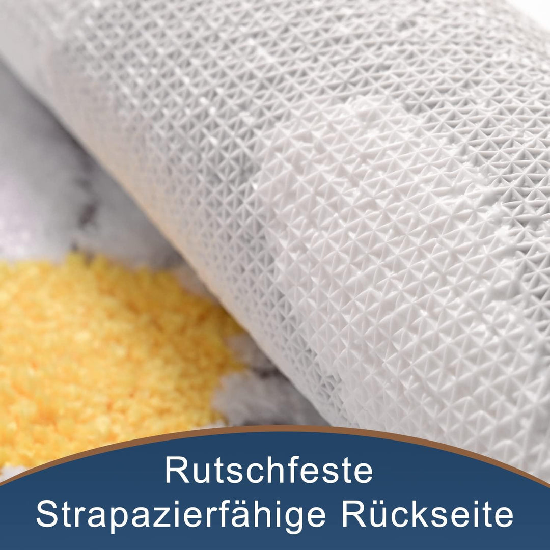 QJHOMO Grau Badezimmerteppich Niedliche Gänseblümchen Badematte rutschfest Waschbar Badteppich Weiss