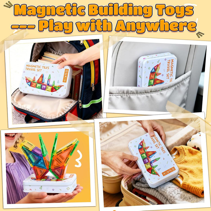 48PCS Mini Magnetische Bausteine Magnetbausteine Reiseset Magnetspielzeug Montessori Reisespielzeug