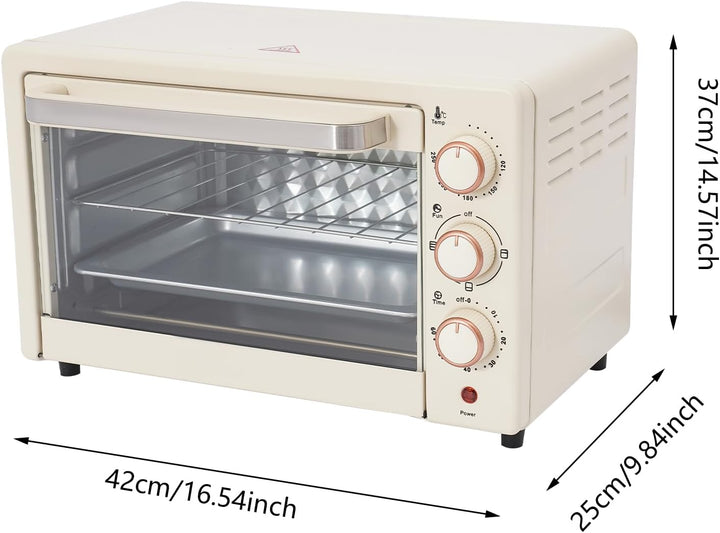 22L Minibackofen Elektrobackofen mit Umluft, Kompakter Backofen mit 60 Minuten Timer, Grillrost & Ba