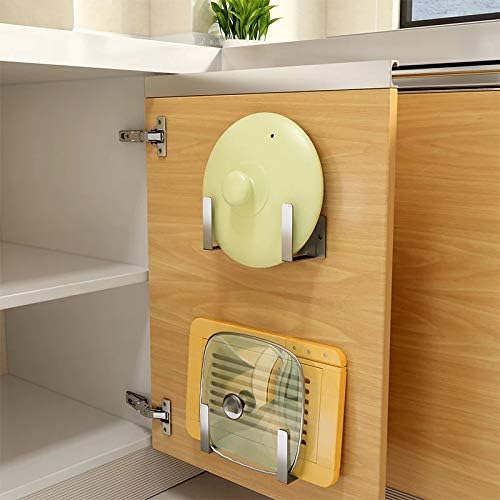 Topfdeckelhalter, An der Wand befestigte 304 Edelstahl-Wannen-Deckel-Organisator-Halter, Selbstklebe