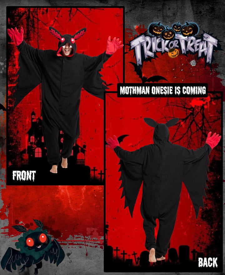 Kidukso Mysteriöse Mothman Onesie Pyjamas Tier Hallween Weihnachten Schlafanzug Unisex Cosplay Kostü
