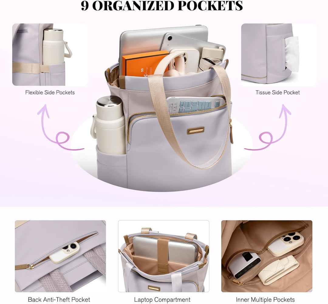 GOLF SUPAGS Convertible Laptop-Rucksack für Frauen Casual Daypack Notebook Tote Bag für Arbeit Hochs