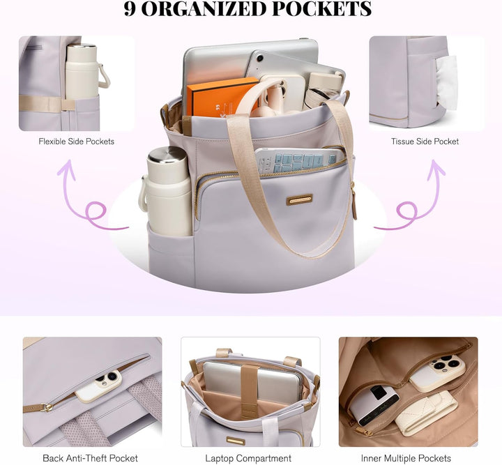 GOLF SUPAGS Convertible Laptop-Rucksack für Frauen Casual Daypack Notebook Tote Bag für Arbeit Hochs