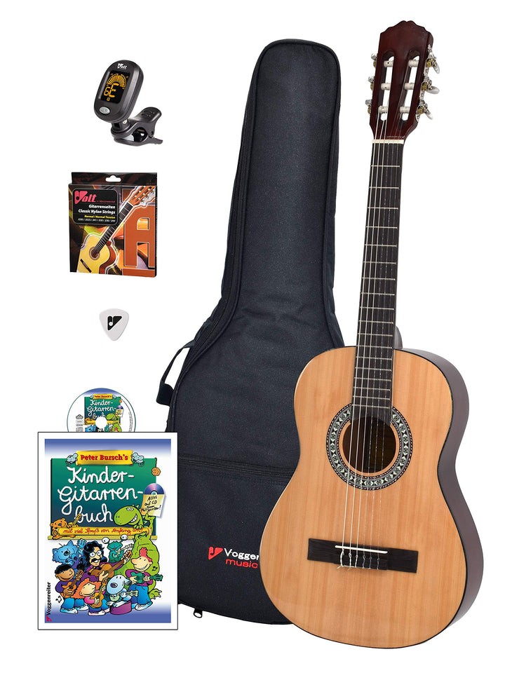 Voggy’s Kindergitarren-Set 1/2 - Gitarre für Kinder ab 6 Jahren im Komplettset mit Zubehör auch geei